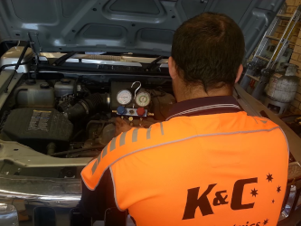 An engine being worked on by K&C